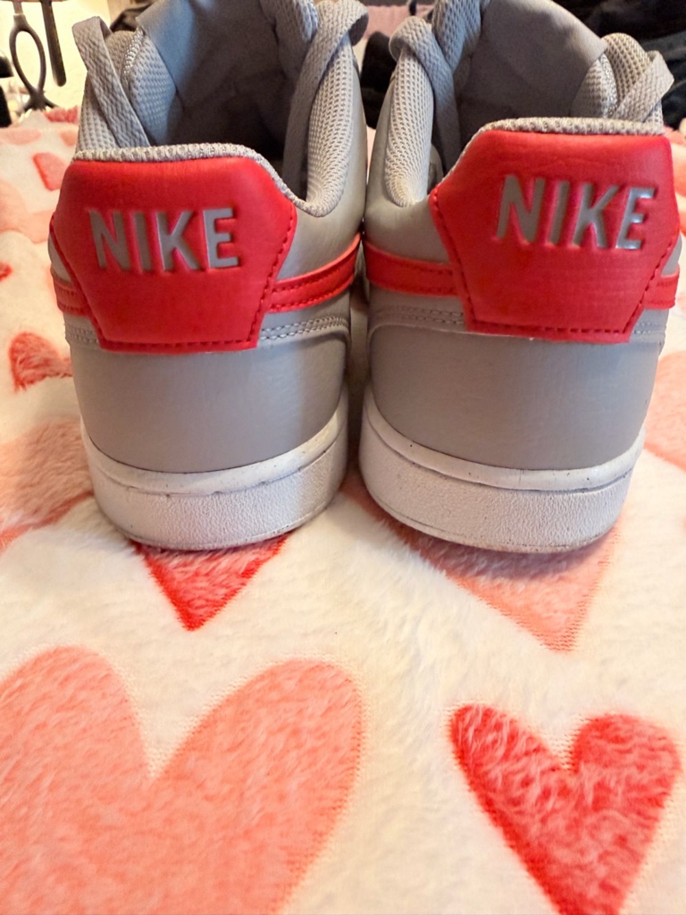 Nike Court Vision Low Sneakers - Light Gray with Red Accents - Picture 4 of 5
